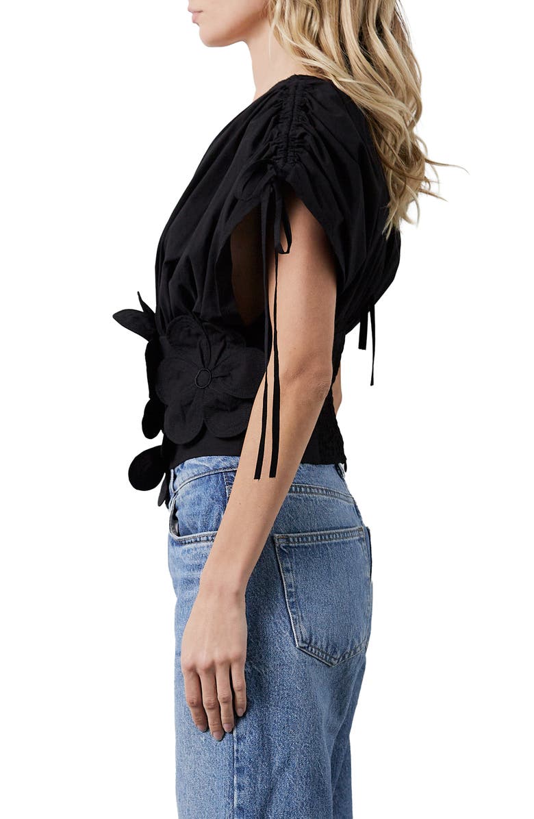 CIEBON Dielle Tie Cotton Top, Alternate, color, Black