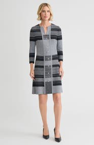 Ming Wang A-Line Multi-Stitch Knit Dress