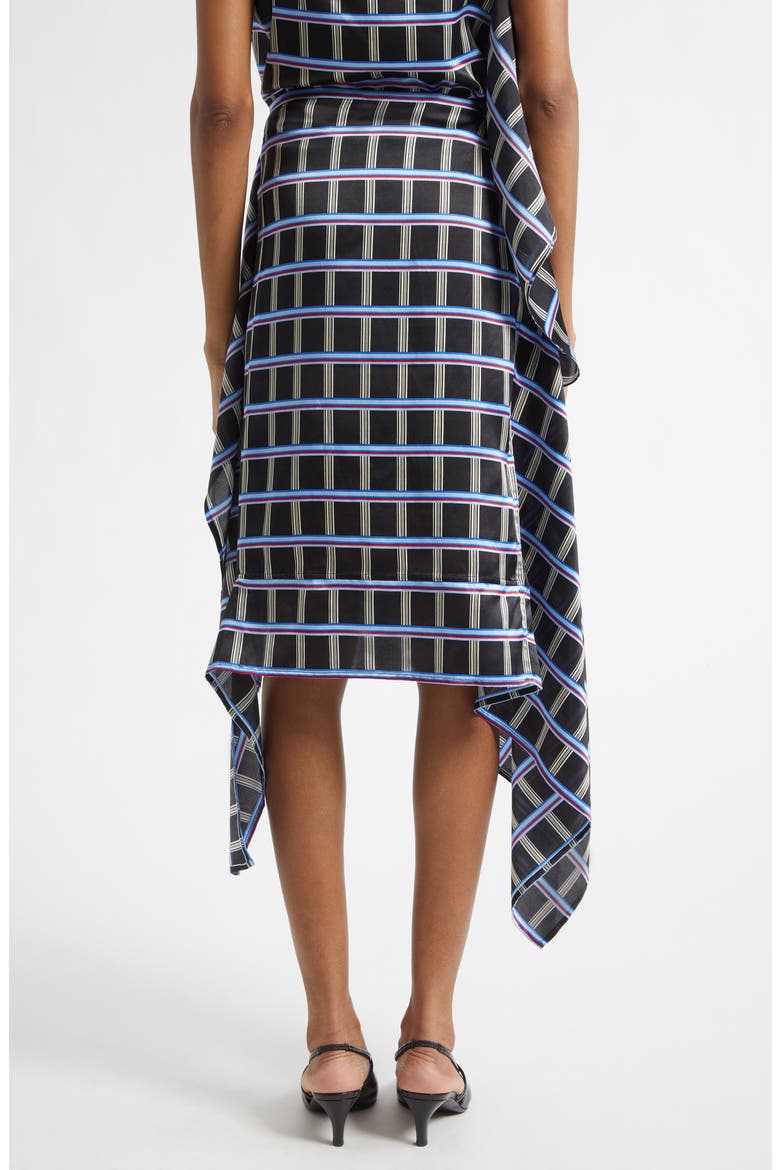 Check Asymmetric Silk & Cotton Skirt, Alternate, color, BLACK MULTI