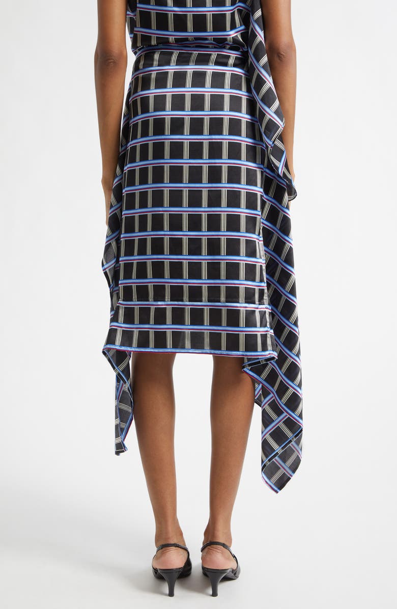 EENK Check Asymmetric Silk & Cotton Skirt, Alternate, color, Black Multi