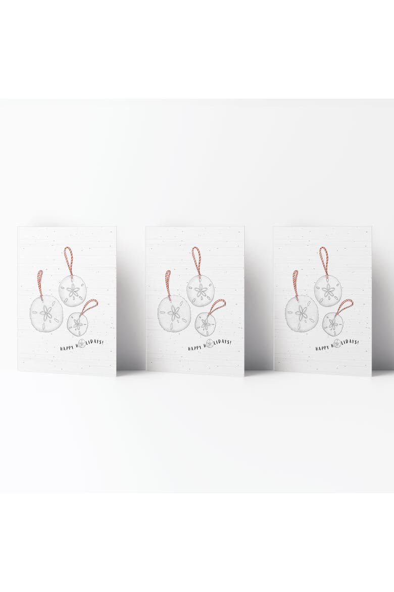 Winter/Holiday Greeting Card Pack Sets (3 ct) Happy Holidays Sand Dollar, Main, color, Multi-Pack