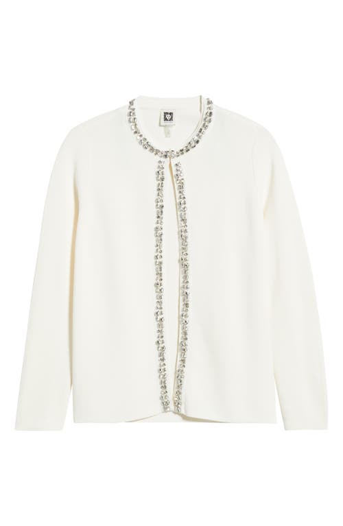 Anne Klein Rhinestone Trim Cardigan In White