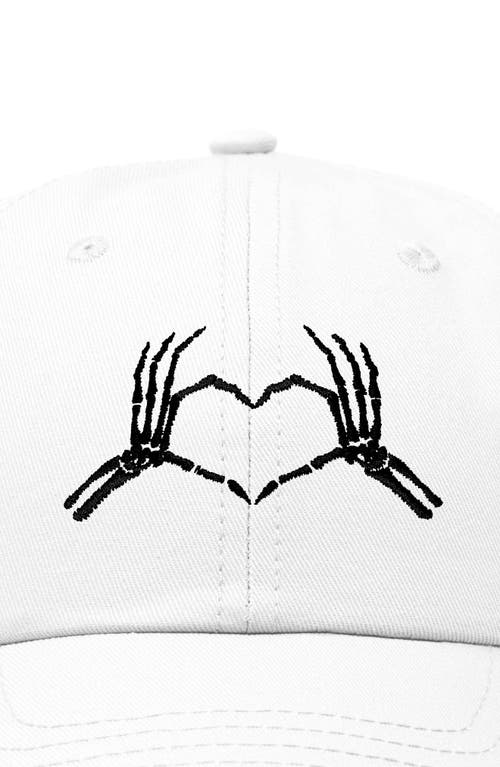 Shop Dalix Skeleton Heart Embroidered Dad Hat In White