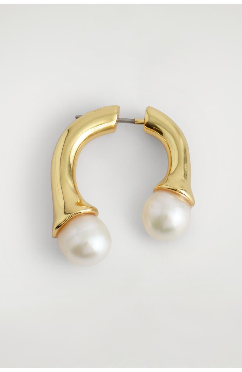 COS Arched Freshwater Pearl Earrings, Alternate, color, Gold