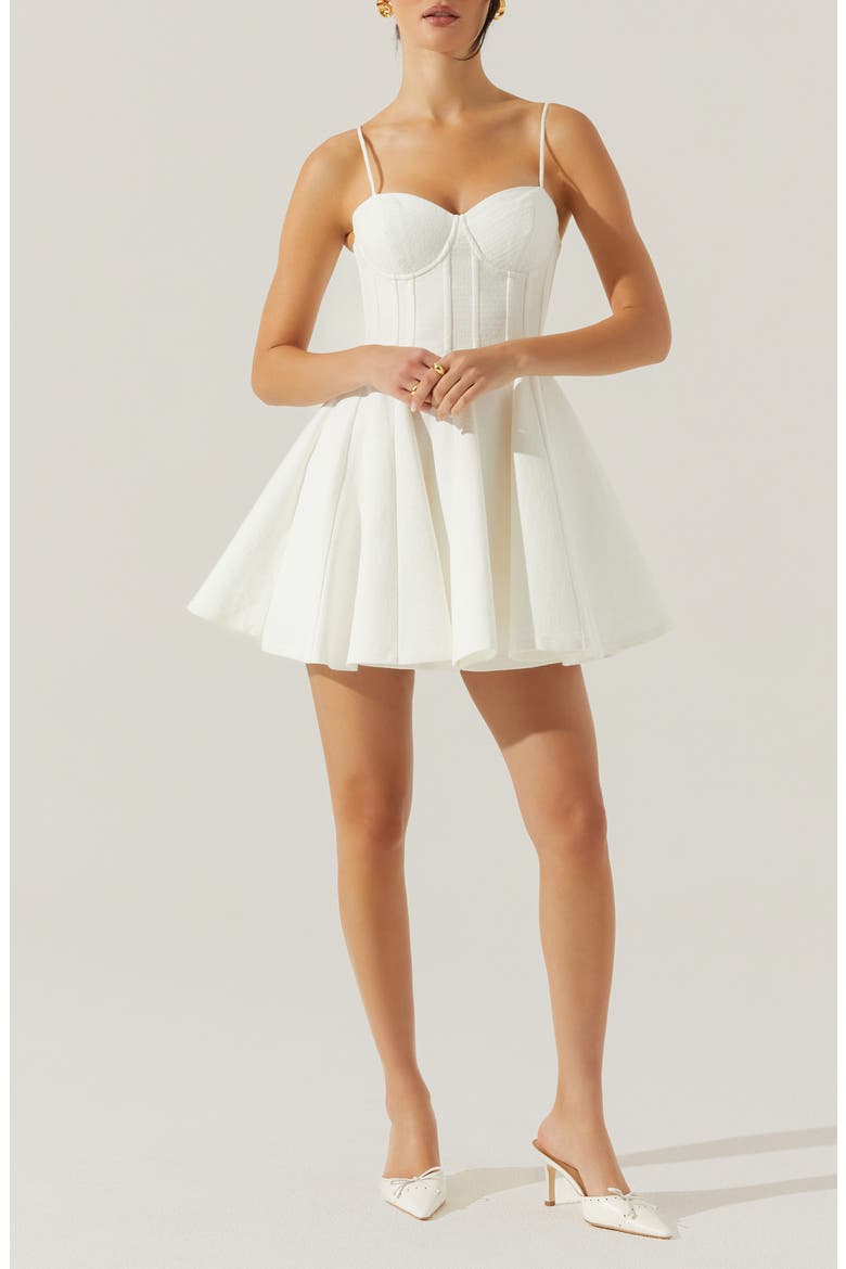 Fenna Corset Linen & Cotton Minidress, Main, color, WHITE