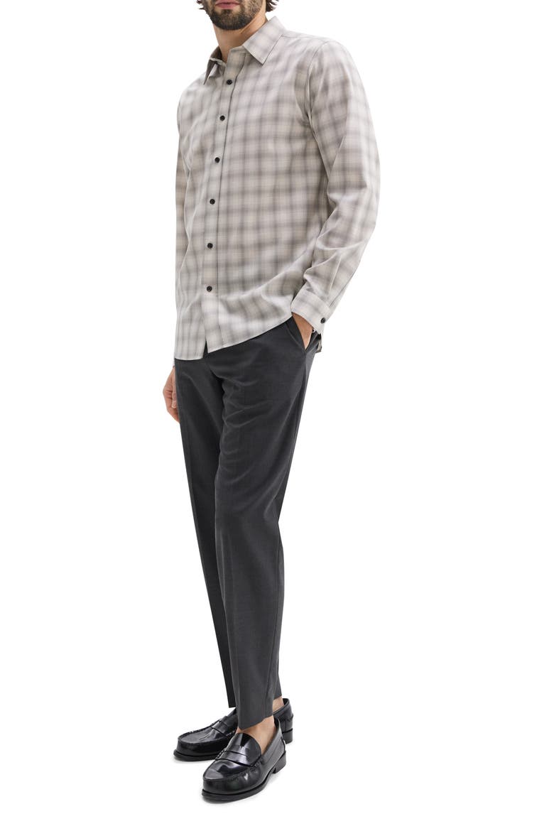 Irving Plaid Virgin Wool Button-Up Shirt, Alternate, color, SAND/ WLNT