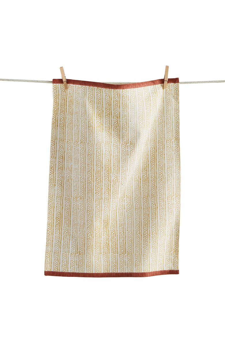 tag Dash Block Print Dishtowel Yellow Multi Cotton Everyday, Main, color, Yellow