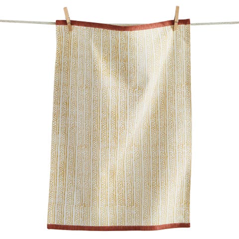 Dash Block Print Dishtowel Yellow Multi Cotton Everyday