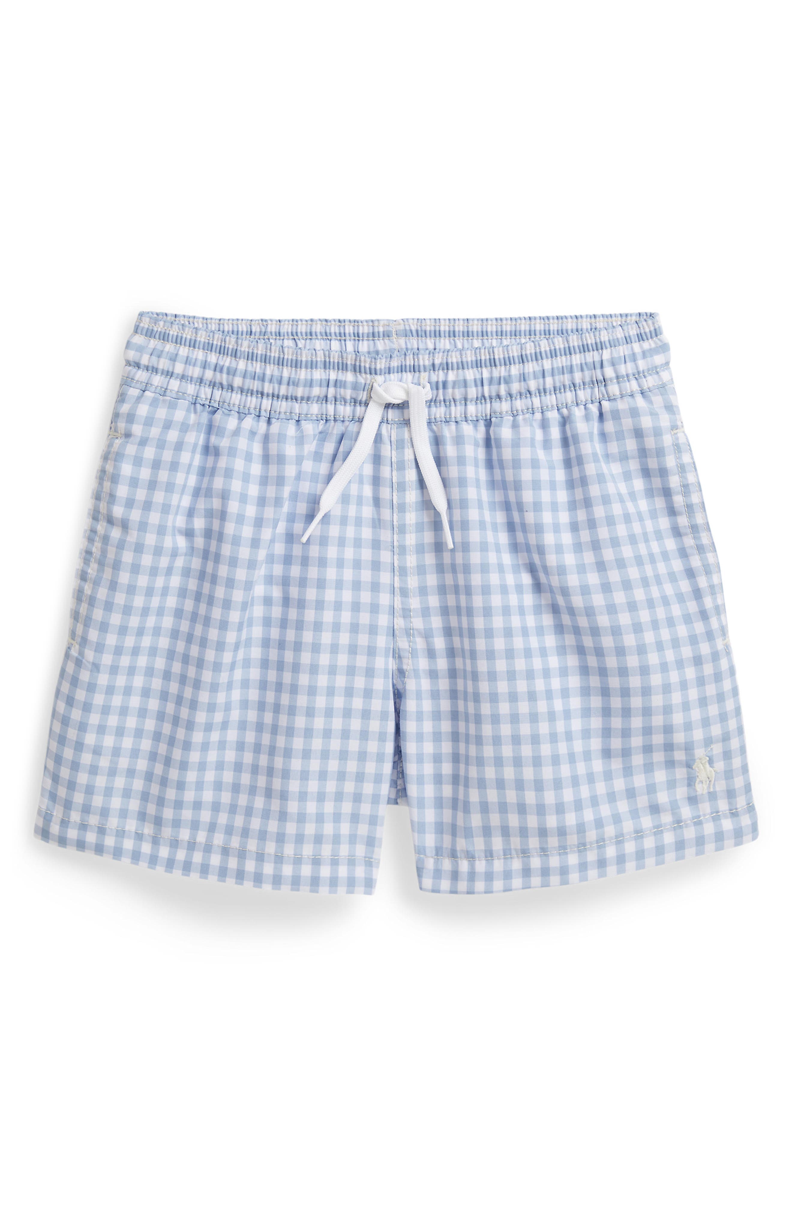 Kids' Traveler Gingham Check Swim Trunks (Men) | Nordstrom