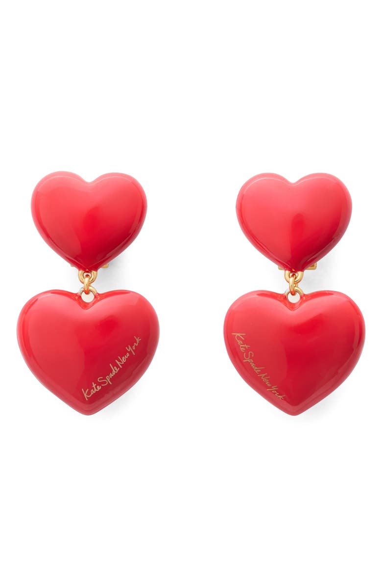 Kate Spade New York Double Heart Drop Earrings, Main, color, 