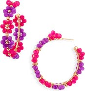 Cara Beaded Flower Hoop Earrings