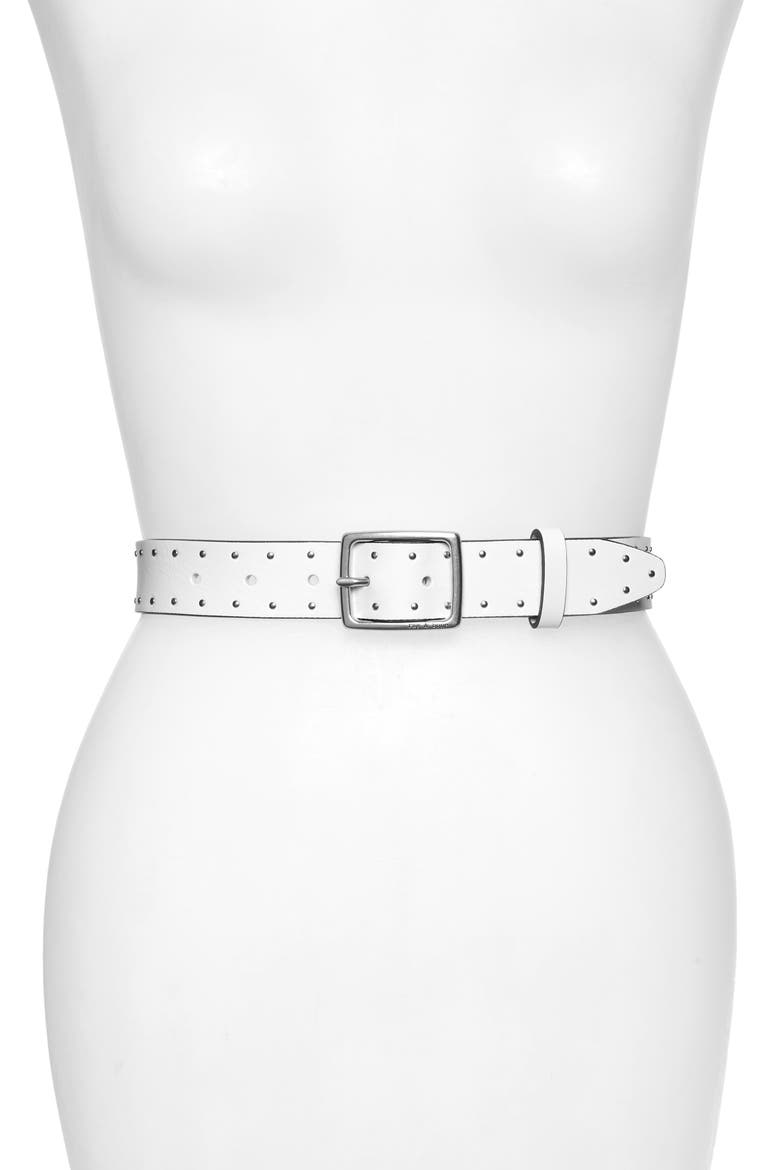 Boyfriend Studded Leather Belt, Main, color, WHTSTD