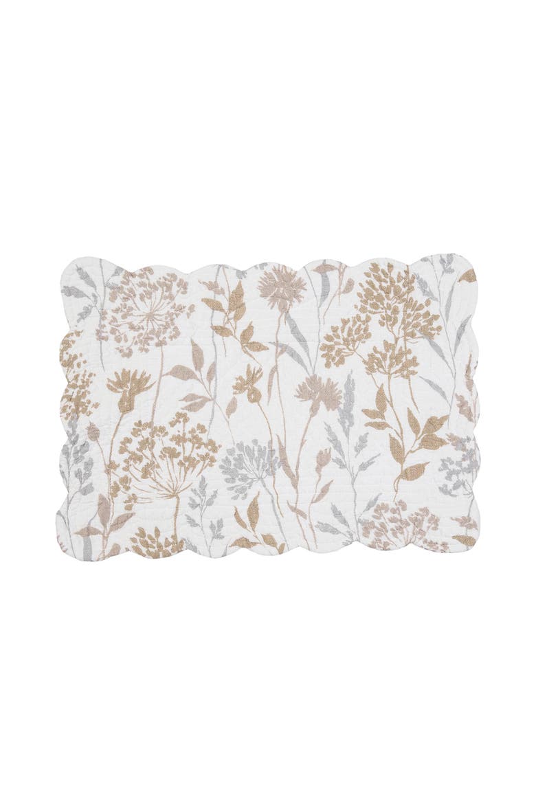 Carmella Fields 100% Cotton Quilted Set of 6 Placemats 13" x 19", Alternate, color, Beige