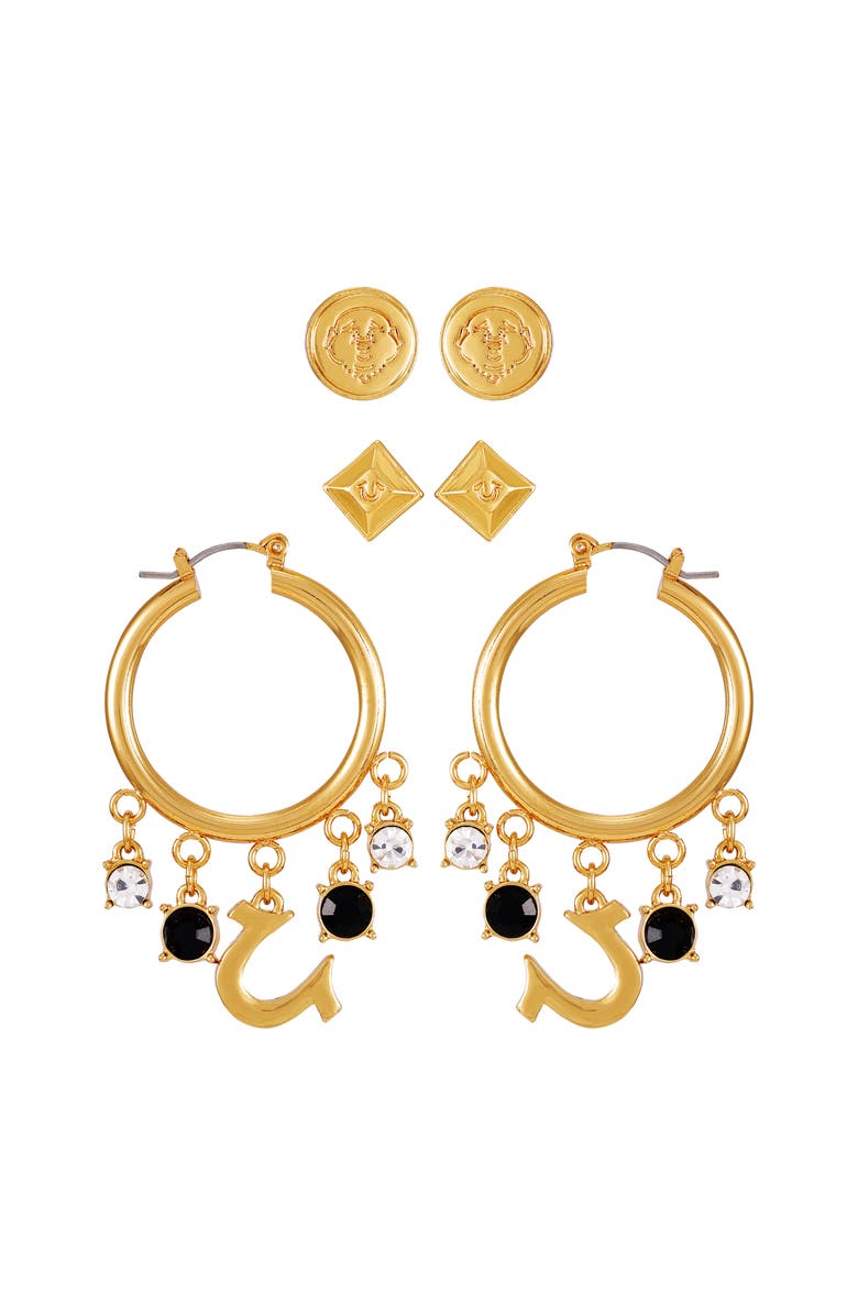 True Religion Trio Earring Set, Main, color, Goldtone
