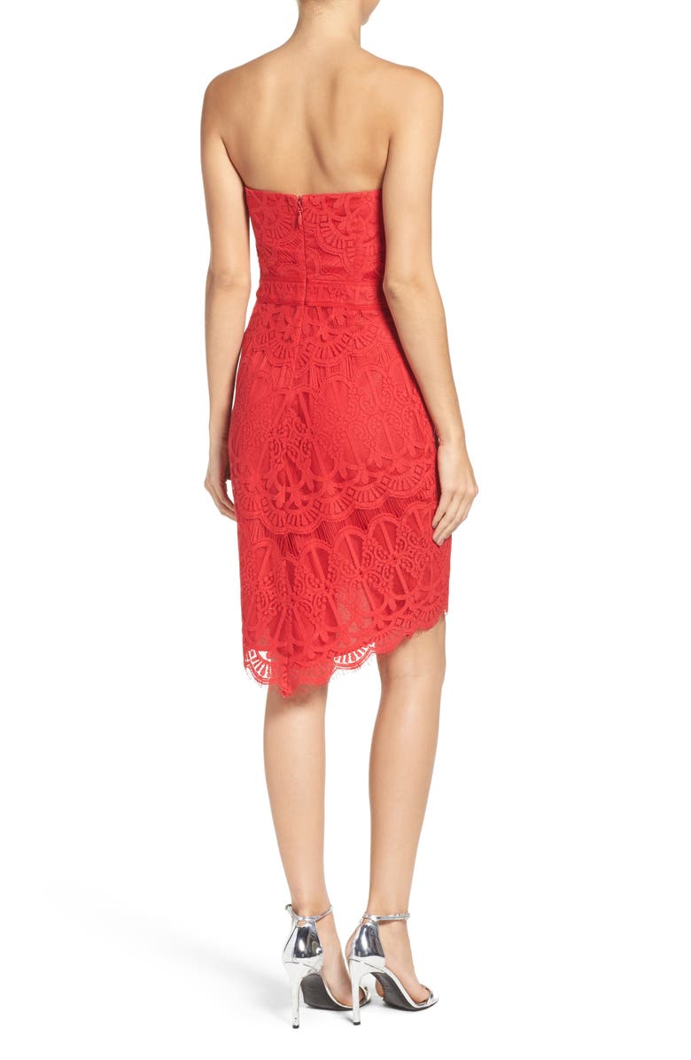Adelyn Rae Strapless Lace Dress, Alternate, color, Red