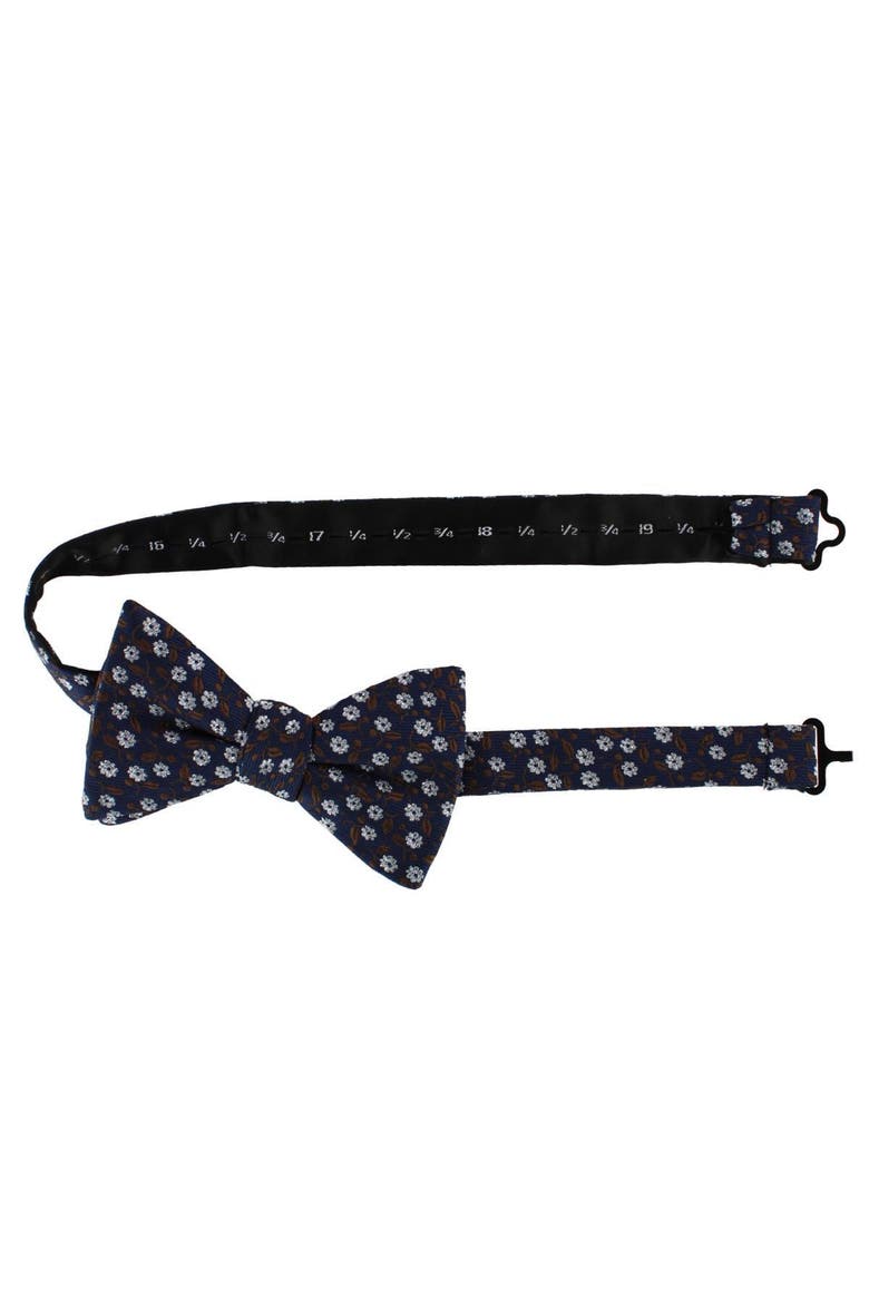 Metallic Flowers and Leaves Bowtie, Alternate, color, Brown