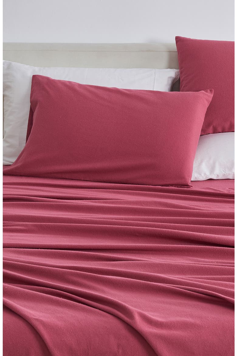 Turkish Cotton Solid Flannel Sheet Set, Alternate, color, PINK FROST