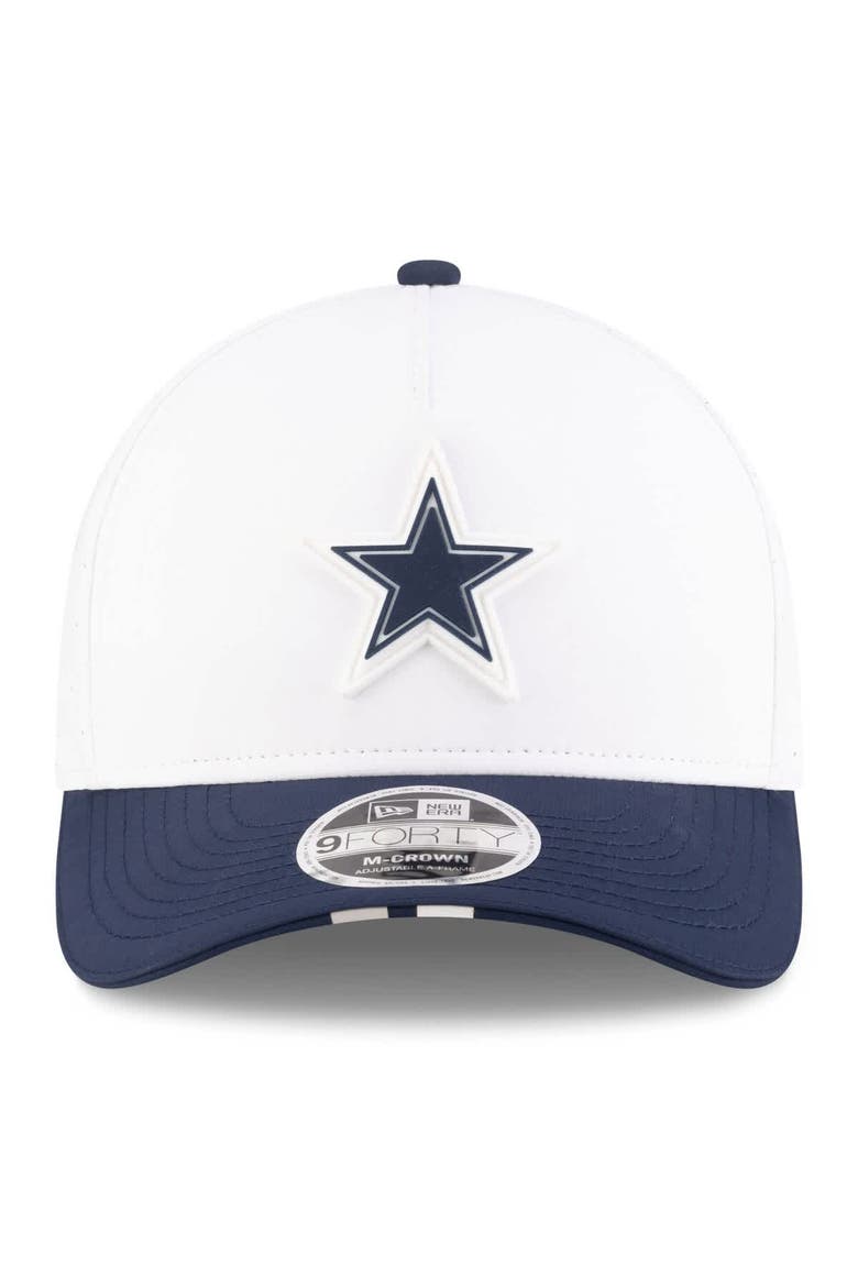 Men's New Era  White/Navy Dallas Cowboys 2025 NFL Training Camp A-Frame 9FORTY Adjustable Hat, Alternate, color, White