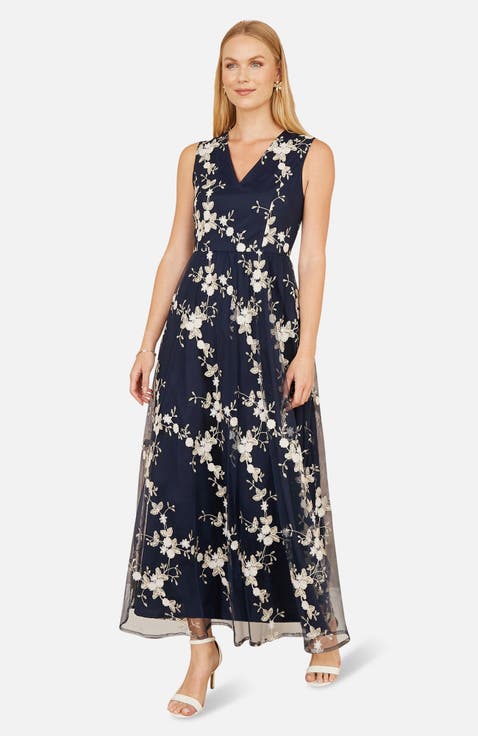 Mesh Embroidered Maxi Dress