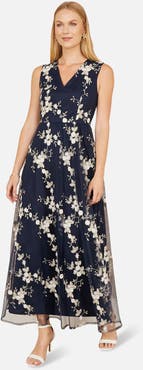 Yumi Mesh Embroidered Maxi Dress