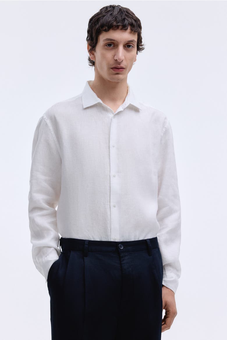 Slim Fit Linen Shirt, Main, color, White