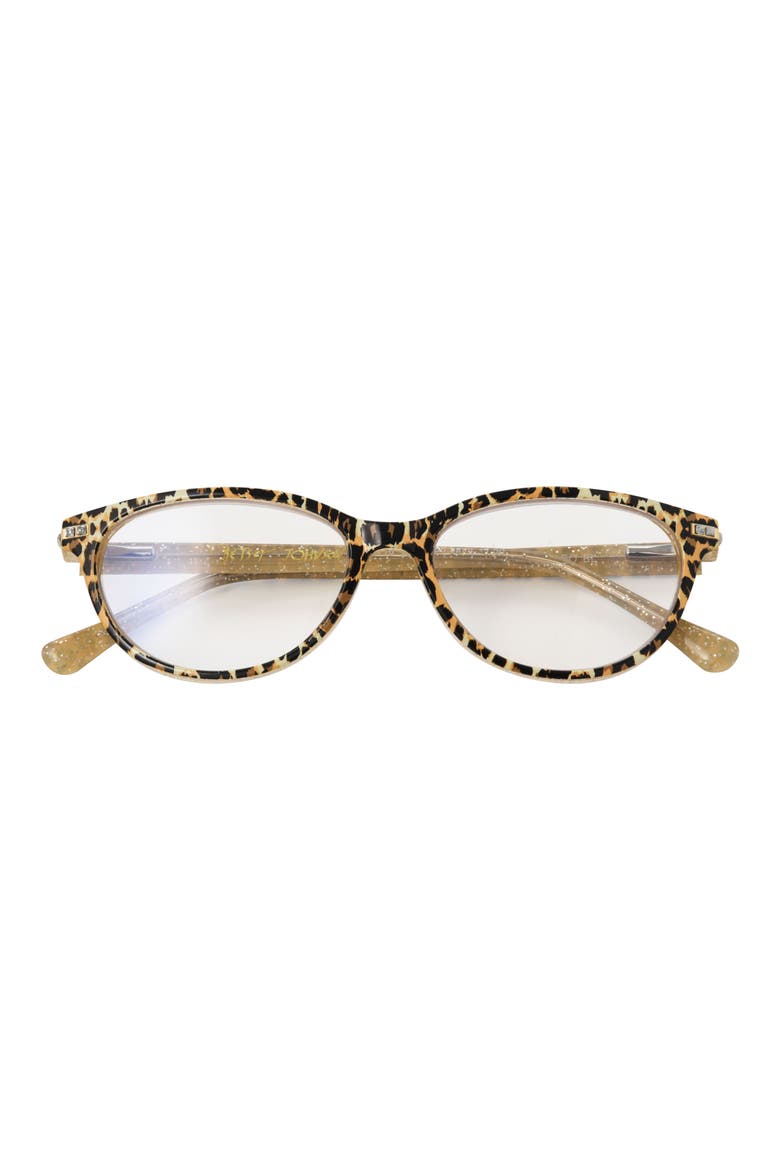 Leopard Oval Blue Light Reading Glasses, Alternate, color, LEOPARD