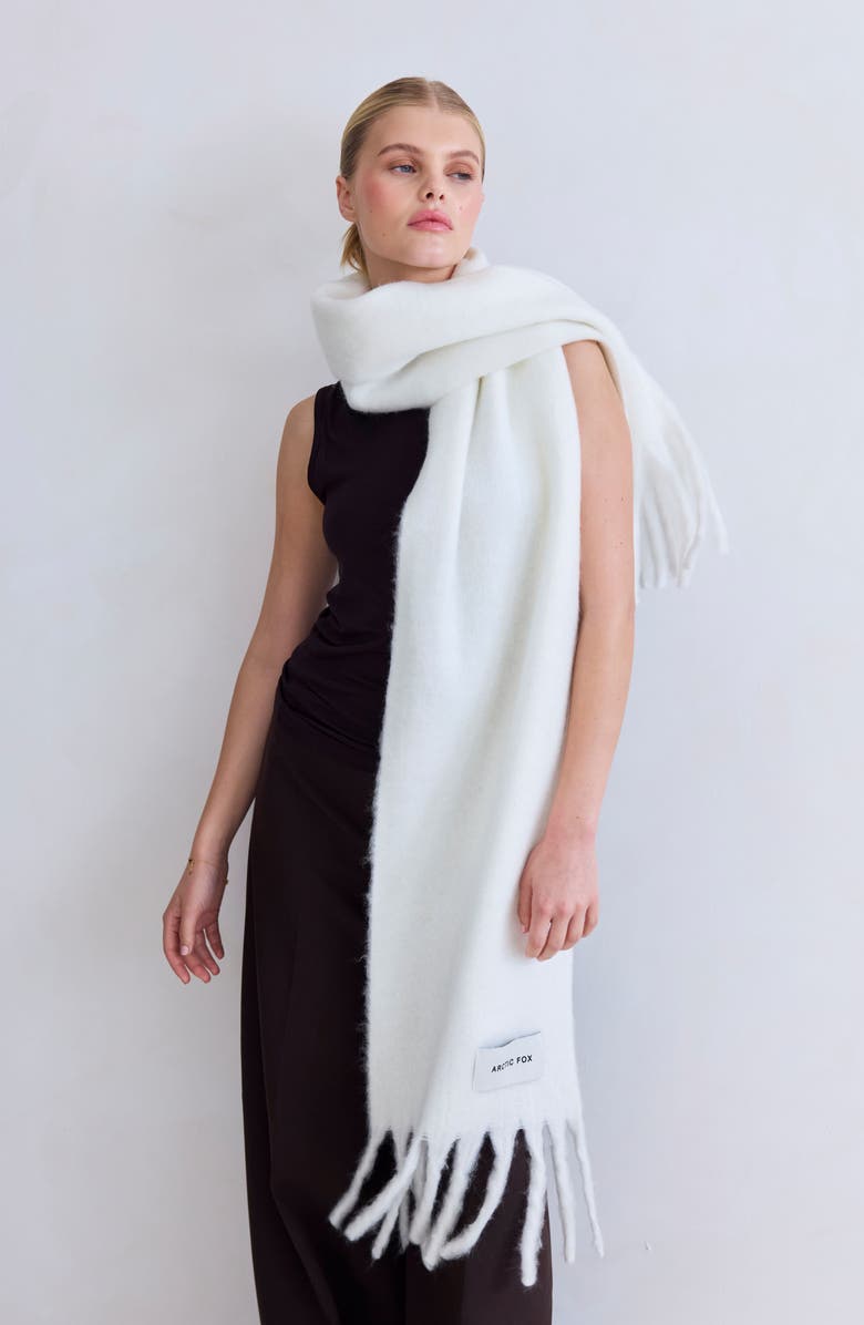 Arctic Fox & Co The Stockholm Fringe Scarf, Alternate, color, Polar White
