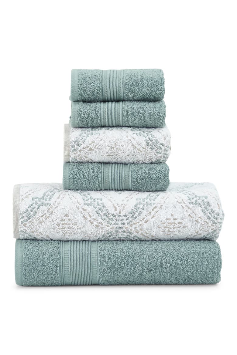 6 Piece Yarn Dye Towel Set, Main, color, IVY