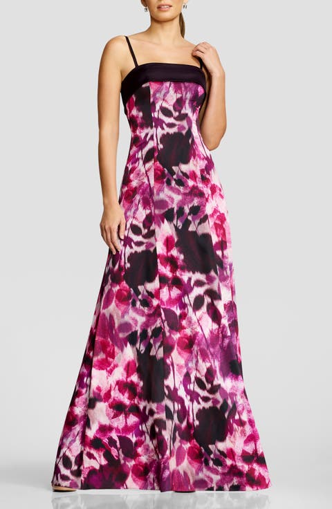 Luciella Abstract Floral Mermaid Gown