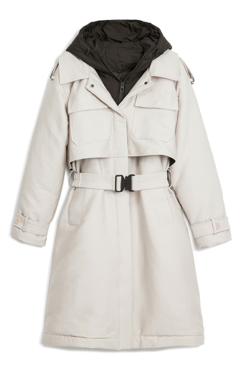 Desigual Belted Trench Coat with Removable Hooded Bib, Alternate, color, Beige