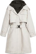 Desigual Belted Trench Coat with Removable Hooded Bib