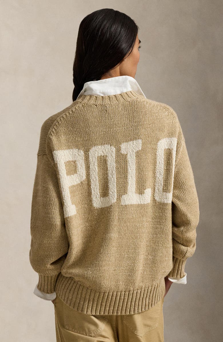 Polo Ralph Lauren Intarsia Knit Logo Sweater, Alternate, color, Tan Heather