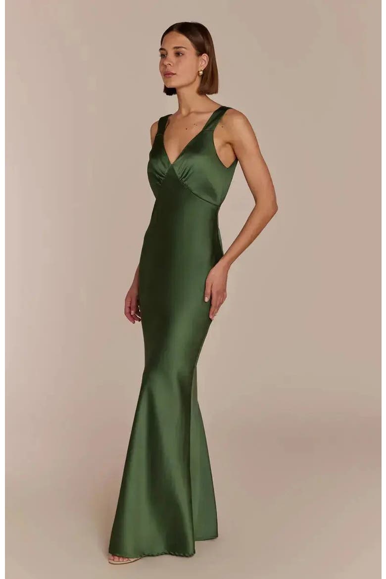 Amelia V-Neck Dress, Alternate, color, Olive Green