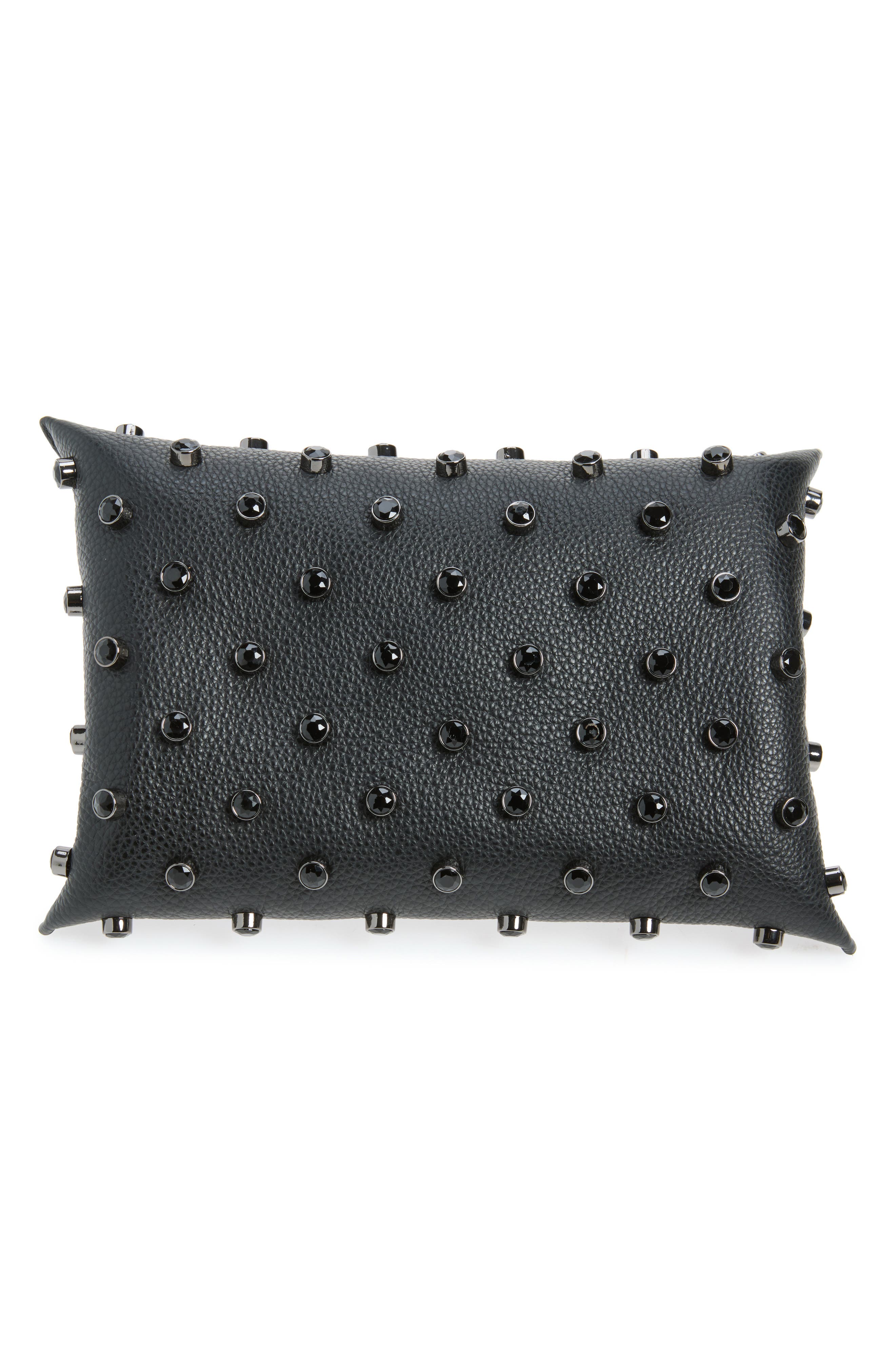 Altuzarra Origami Embellished Leather Baguette Bag, Alternate, color, Black / Black Crystal