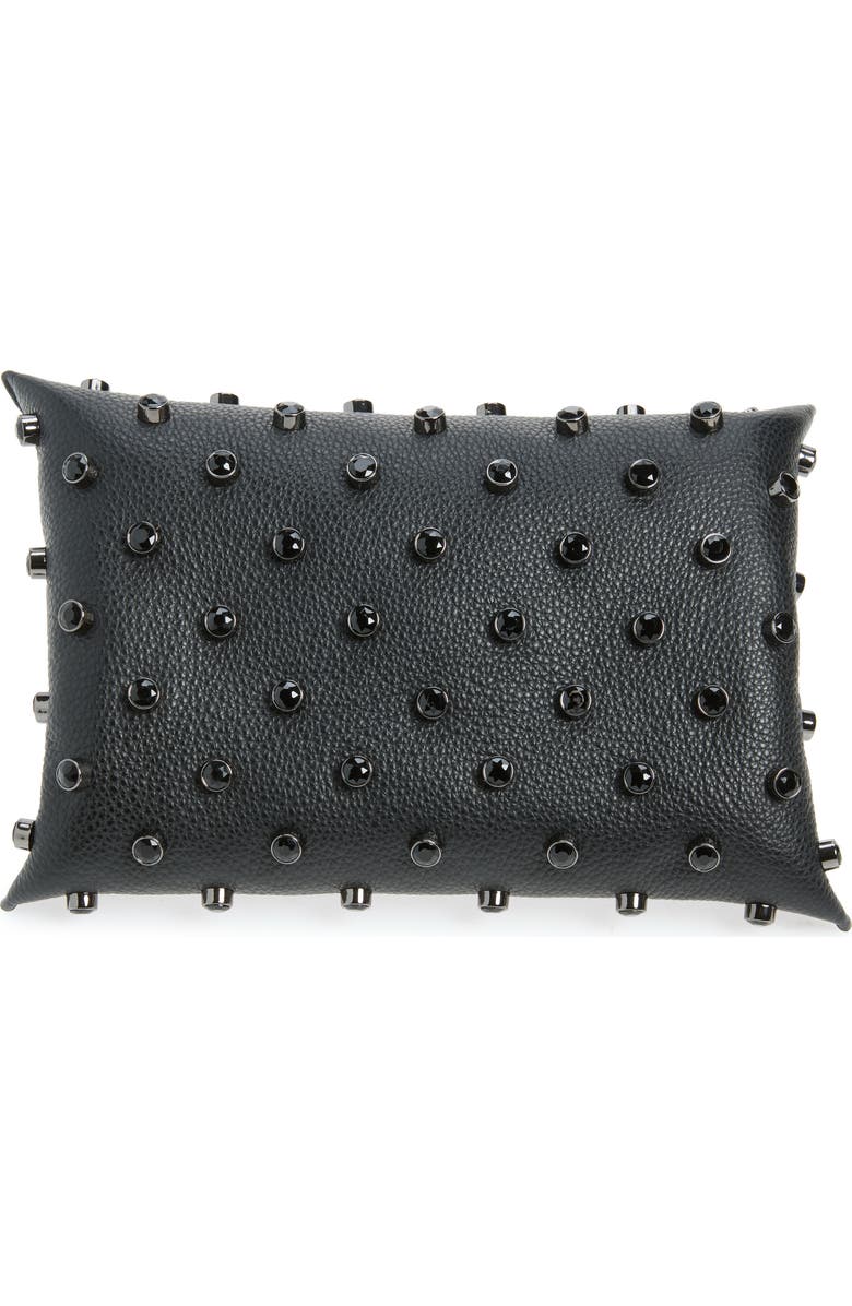 Altuzarra Origami Embellished Leather Baguette Bag, Alternate, color, Black / Black Crystal