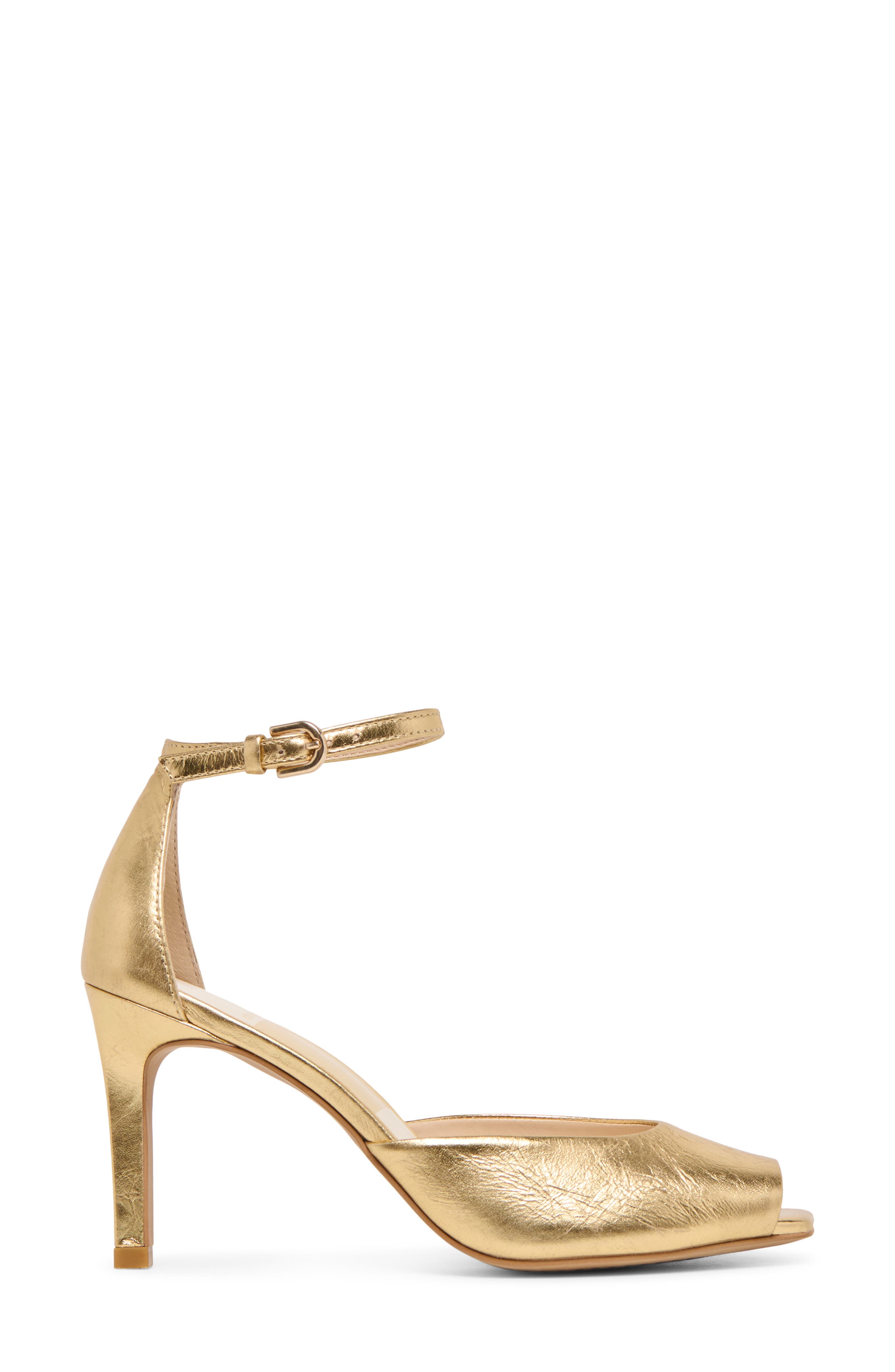 Dolce Vita Serlo Ankle Strap Pump, Alternate, color, Gold Crinkle Patent
