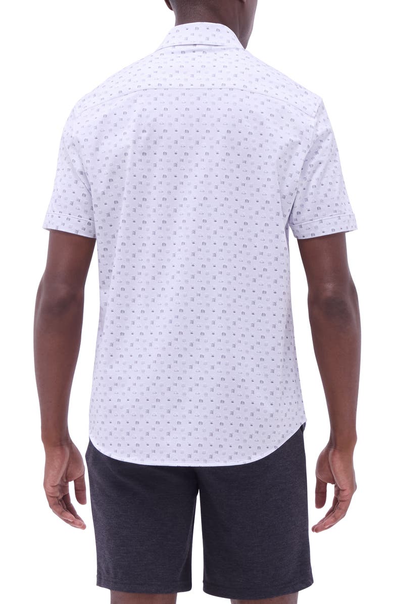 Bugatchi Miles OoohCotton<sup>®</sup> Whiskey Print Short Sleeve Button-Up Shirt, Alternate, color, Platinum