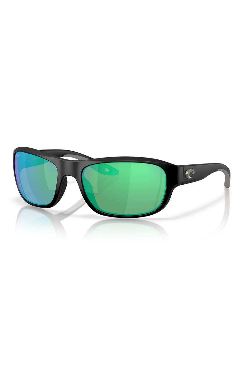 Clipperton 58mm Polarized Rectangular Sunglasses, Alternate, color, MATTE BLACK/ GREEN MIRROR 580G
