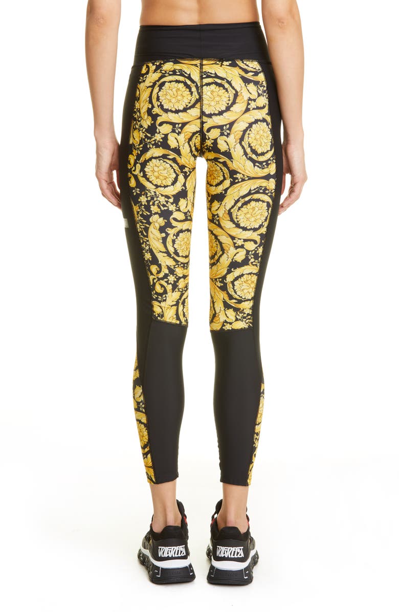 Versace Barocco Print High Waist Leggings, Alternate, color, 