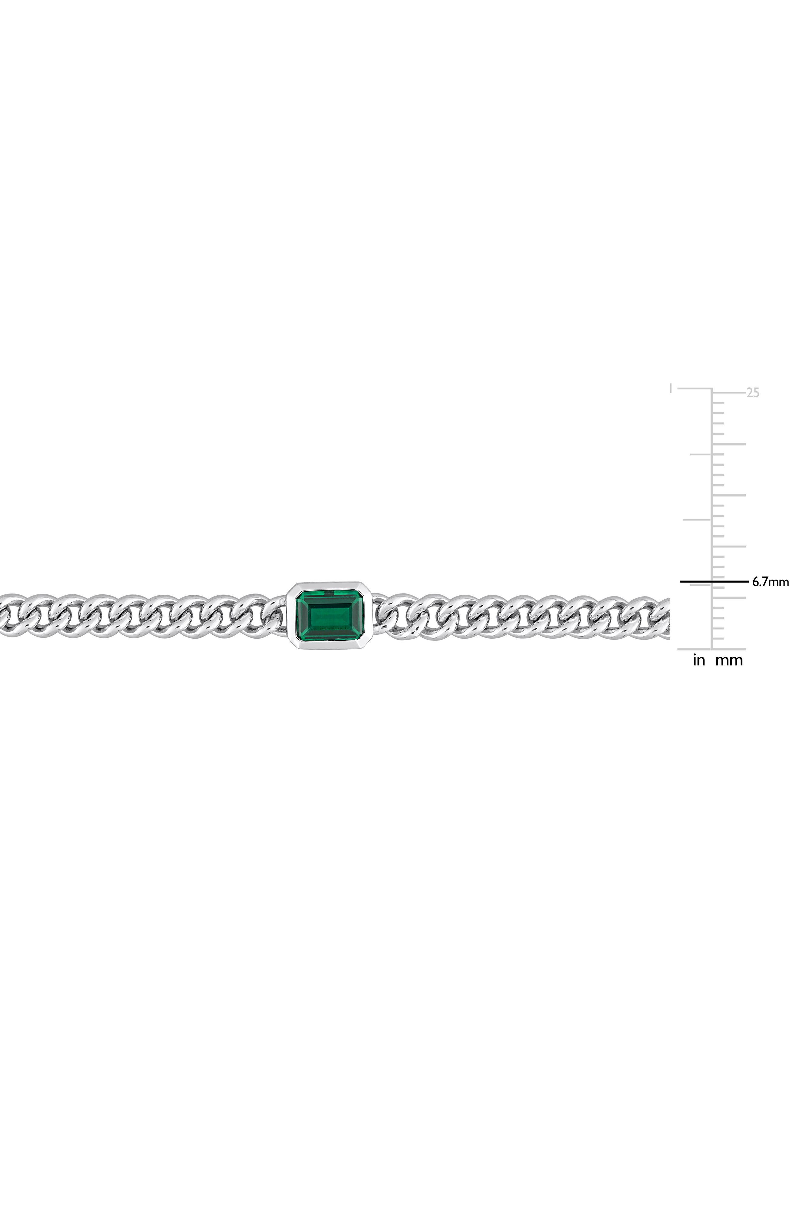 DELMAR Sterling Silver Lab Grown Emerald Necklace & Bracelet Set (Women ...