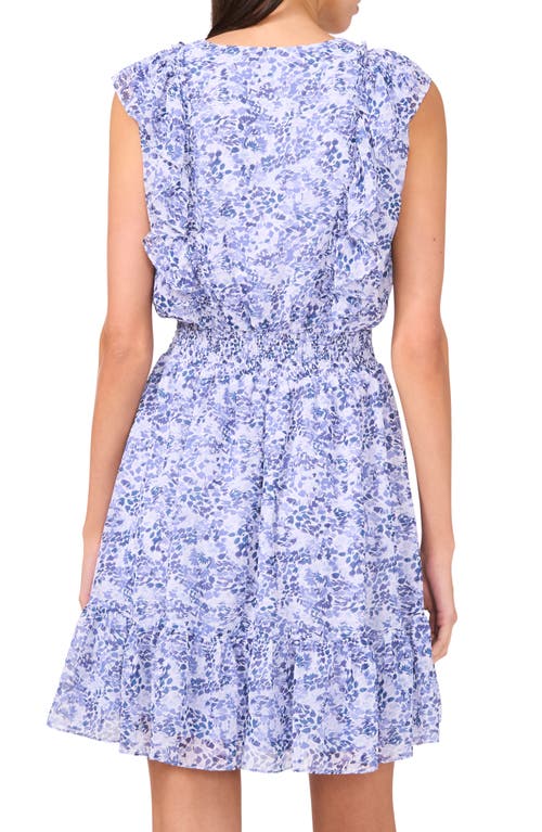 Halogenr Halogen(r) Floral Ruffle Detail Sleeveless Dress In Moonlight Blue
