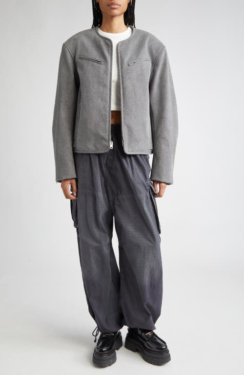 Alexander Wang Oversized Boxy Moto Jacket In Grey