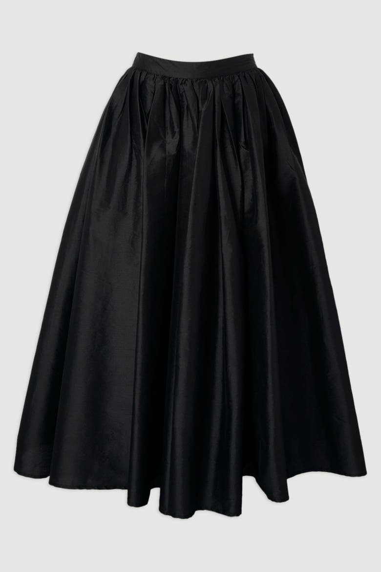 Taffeta Woven Maxi Skirt, Alternate, color, Black
