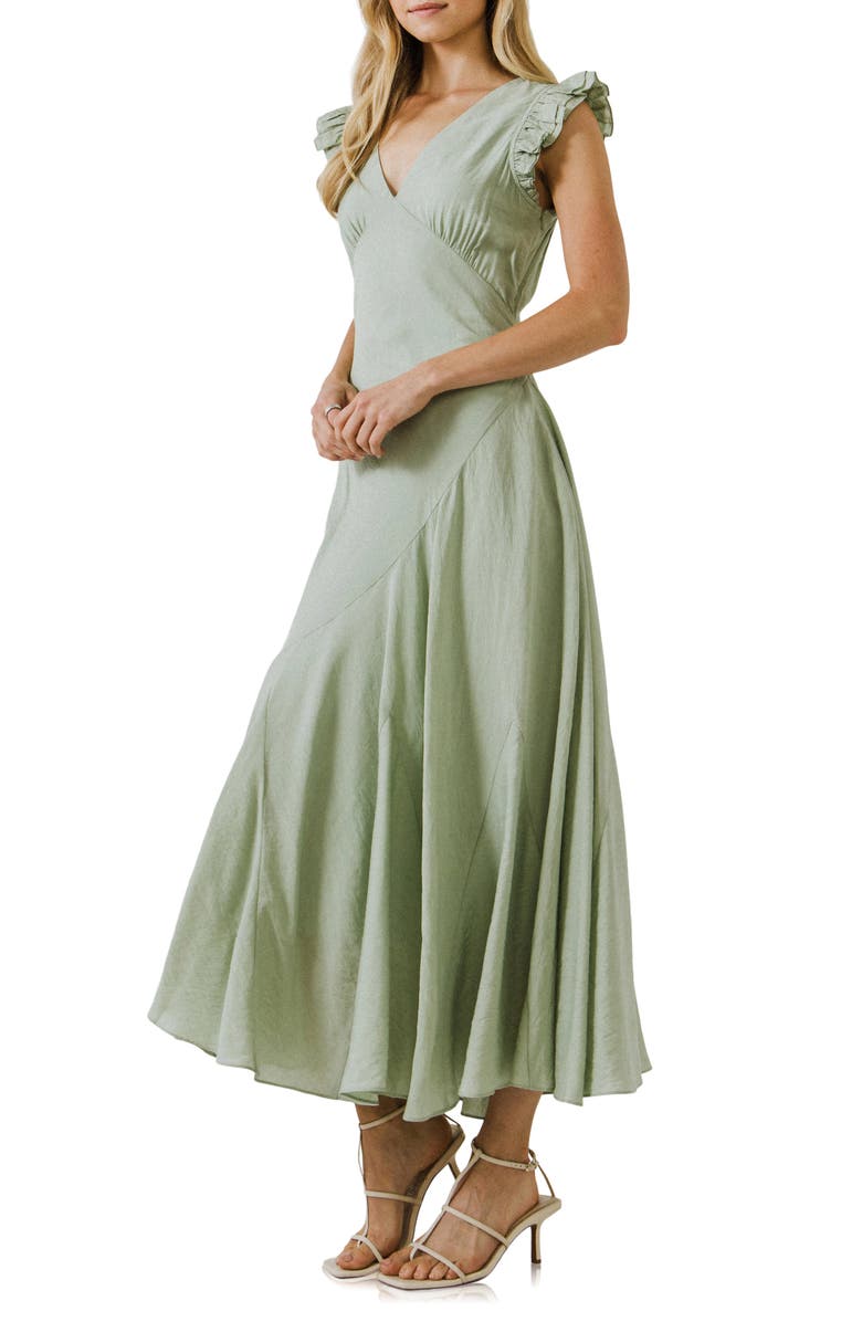 Endless Rose Asymmetrical Ruffle Dress, Alternate, color, Sage