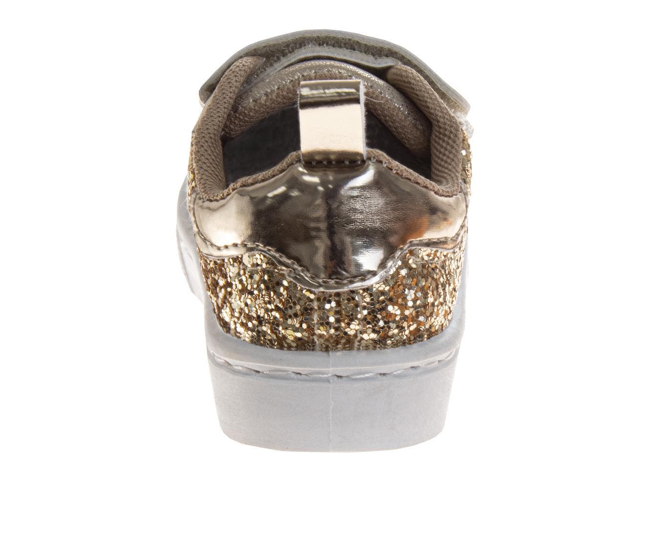 Laura Ashley Girls' Hook and Loop Sneakers, Alternate, color, Gold Glitter