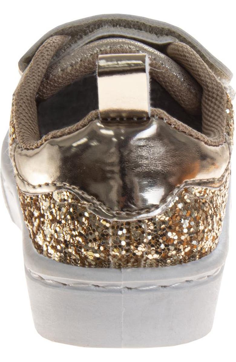 Laura Ashley Girls' Hook and Loop Sneakers, Alternate, color, Gold Glitter