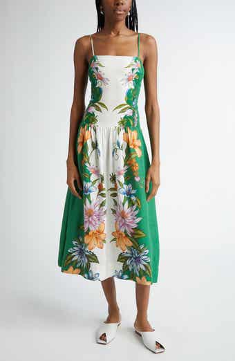 FARM Rio Sweet Bloom Dreamscape Linen Blend Midi Sundress