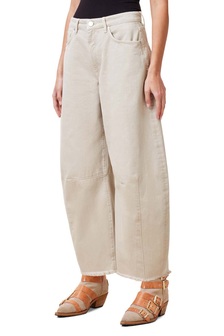 Jett Frayed Hem Loose Barrel Jeans, Main, color, CREAM WHITE