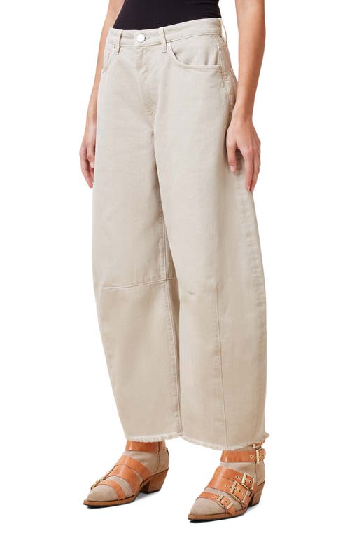 Shop Allsaints Jett Frayed Hem Loose Barrel Jeans In Cream White