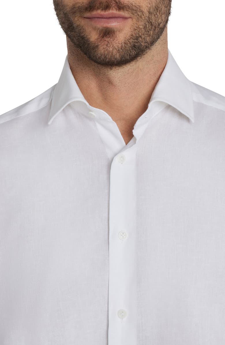 Jack Victor Clandeboye Contemporary Fit Solid Linen & Cotton Button-Up Shirt, Alternate, color, 